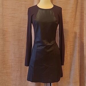 Michael Stars brown 100% leather long sleeve dress szS